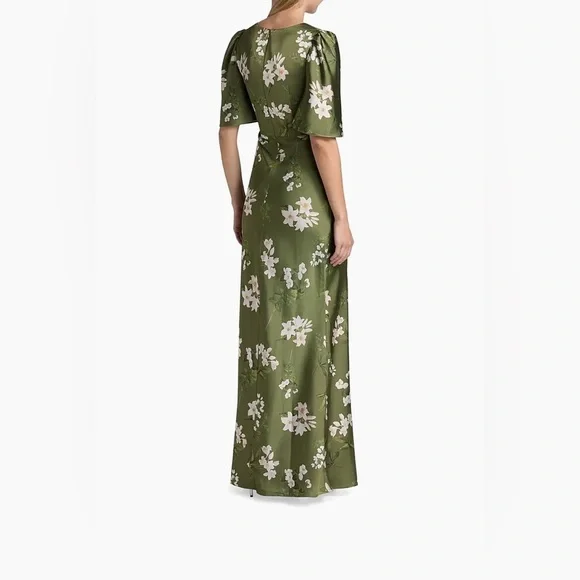 Sachin + Babi Mae Floral satin Olive green Floral fall wedding modestMaxi Dress - Picture 11 of 13